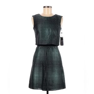 $1075 NWT EMPORIO ARMANI ITALY Layered Dress Size 38 Low Back Teal Black Sheer